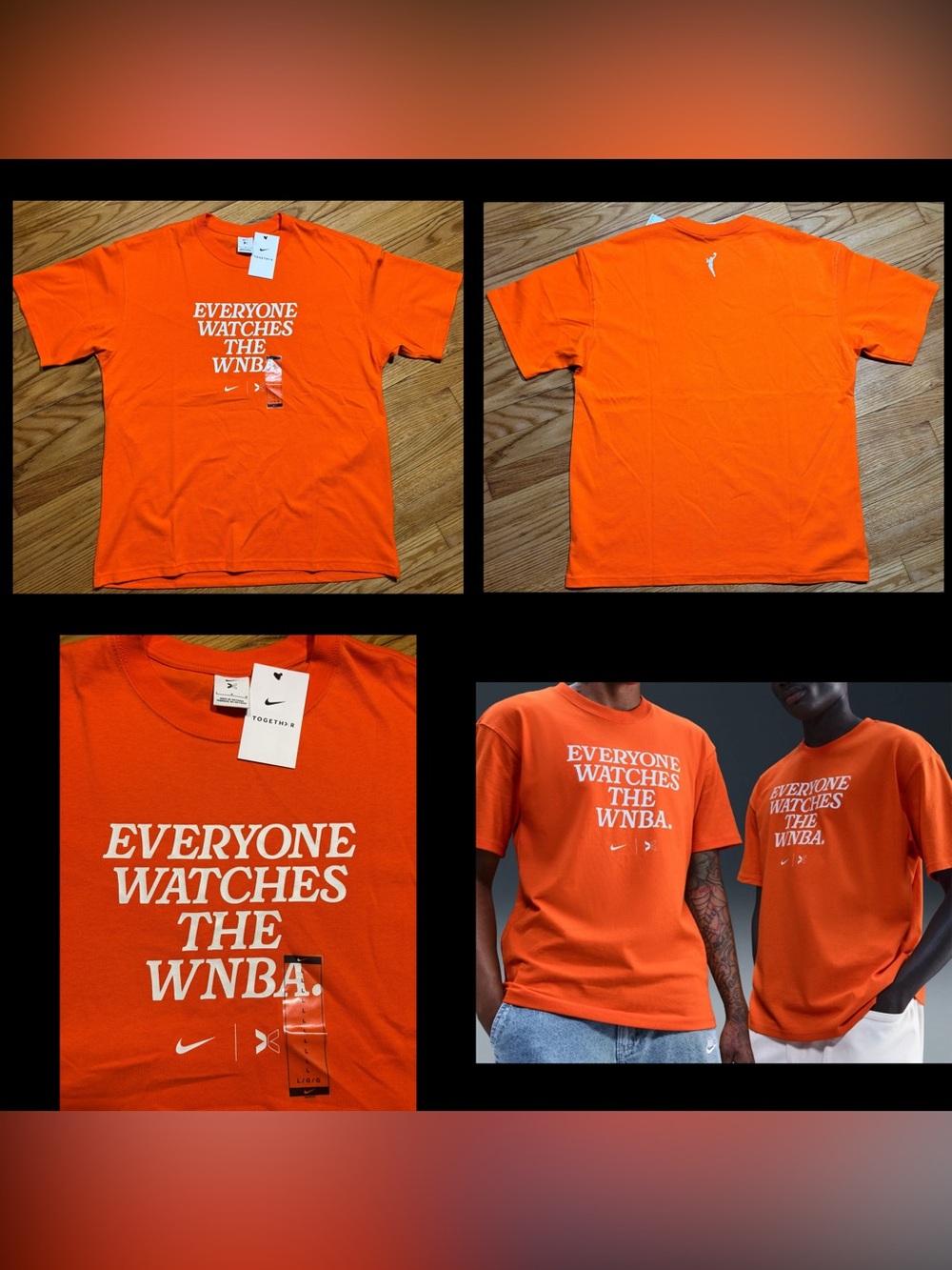 Nike x TOGETHXR "Everyone Watches The WNBA" Orange T-Shirt Size Large NEW!!